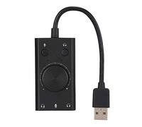 Ticfox SC2 Scheda audio USB Unità ad alte prestazioni Adattatore audio esterno con controllo del volume per PC desktop Laptop Mac OS Linux Nero