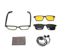 TICFOX Smart Wireless Bluetooth 5.3 Occhiali Bluetooth 5.3 Microfono Integrato Altoparlante Touch Control Controllo Vocale Anti Lente Luce Blu per Guidare Viaggi Lavoro Nero (con Lenti Polarizzate