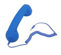 Ticfox Telefono cellulare stile retrò Telefono cablato con spina 3,5 mm Design resistente alle radiazioni per smartphone Computer Volume regolabile Funzionamento con un pulsante (Blu)