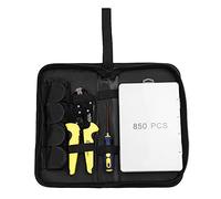 TICFOX Terminali per cavi Crimpatrice Kit di crimpatura a cricchetto isolato con ganascia intercambiabile con 850 pezzi 0,5-6,0 mm² Terminali isolati Confezione in sacchetto