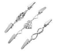 Ticha Confezione da 3 clip vintage per cardigan in argento con filigrana a forma di cuore con simbolo dell'infinito, clip decorative per abiti e sciarpe da donna, in metallo anticato, per vestiti
