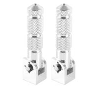 Ticha Coppia di Poggiapiedi per moto in Alluminio Posteriore Asta di supporto pieghevole 90 Gradi 8mm Pezzi di Ricambio Universale Argento