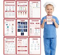 TICIAGA Kids Pretend Play Notepads - 9PCS 4x6 In Playtime Pad Included Patient Form Checkup Medical Test Notepad 30 Page Pretend Notebook Imaginative Role for Toddler Kid Play Game, Hospital Docto