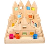TickiT 73546 Blocchi di gemme da costruzione in legno, cubi da costruzione, blocchi impilabili, cubi di pietre preziose, piccolo gioco mondiale