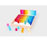 tickit Cerchi di gemme con vassoio in legno a specchio, 100 gemme acriliche colorate per giochi sensoriali, selezione dei colori, creazione di modelli e pezzi di apprendimento per i primi anni