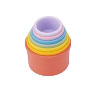 tickit Silisoft Round Colourful Stacking Cups, 7 Soft Silicone Stacking, Nesting & Sensory Play Cup for Baby's Fine Motor Skills and Early Learning, Rainbow