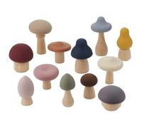 tickit SiliSoft Woodland Mushroom Set - 12 Soft Silicone & Wooden Mushroom for Sensory Play, Motor Skills & Immaginative Small-World Adventures, Earth