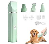 Tickle Paw 4 in 1 Electric Pet Grooming Kit - Hair Trimmer, Clippers, Dog Grooming Kit, Quiet Dog Nail Grinder & Paw Trimmer, for Cat Dogs Paws Face (Green)