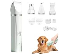 Tickle Paw 4 in 1 Electric Pet Grooming Kit - Hair Trimmer, Clippers, Dog Grooming Kit, Quiet Dog Nail Grinder & Paw Trimmer, for Cat Dogs Paws Face (White)