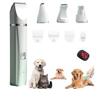 Tickle Paw 4 in 1 Electric Pet Grooming Kit - Hair Trimmer, Clippers & Nail Grinder for Dogs & Cats, Precision Trimming, Are Ultra-Quiet Operation, Waterproof (White)