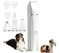 Tickle Paw 4 in 1 Electric Pet Grooming Kit - Hair Trimmer, Clippers, Pet Paw Shaver W/Powerful Motor for Cats & Dogs, Precision Trimming, Are Ultra-Quiet Operation, Waterproof (White)