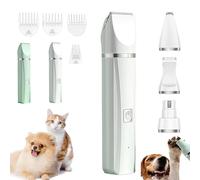 Tickle Paw 4 in 1 Electric Pet Grooming Kit - Hair Trimmer, Quiet Dog Nail Grinder & Paw Trimmer, Rechargeable Low Noise, Precision Trimming, Waterproof (White)