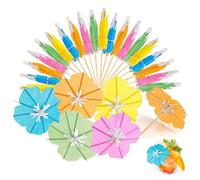 TICKLELY 100 pezzi Ombrellini Cocktail - Stuzzicadenti Decorativi Multicolore, Perfetti per Feste Tema Hawaii e Decorazioni Cocktail（Ombrellone a Petali）