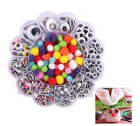 TICKLELY 1000 di occhi Wackelaugen Selbstklebend 5mm - 25mm, accessori artigianali per scrapbooking, parti di giocattoli (disponibili in occhi colorati e neri, pom pom colorati)