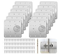 TICKLELY 15 Pezzi Piastra di riparazione Della Cerniere, 9 x 9cm Staffe di Riparazione per Porte con Viti, Piastre di Riparazione Cerniere per Armadiettiper Armadi Mobili Legno Porte