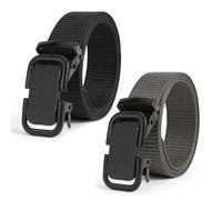 TICKLELY 2 Pezzi Cintura Uomo Senza Buchi - Cintura da Lavoro con Cintura Tattica - Cintura Elastica e Militare, Lunga 125 cm（Nero, Grigio）