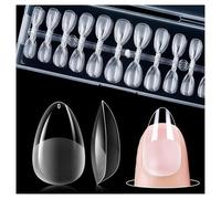 TICKLELY 240 punte per unghie finte trasparenti, 12 misure corte a mandorla, per una copertura completa in acrilile, mandorla, unghie artificiali, per la casa, fai da te