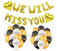 TICKLELY 45pcs Ci Mancherai Banner Festa Per Lavoro D'Ufficio Decorazione Per Festa Di Pensionamento Bandiera Per Pensionamento Decorazione Per Festa D'Addio Festa D'Addio（Oro Nero）