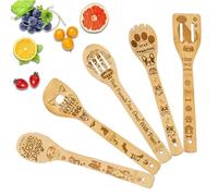 TICKLELY 5 pezzi Set di Utensili da Cucina - Mestoli e Spatole in Legno - Perfetti per Ogni Chef e Cucina, Confortevole e Resistente - Modello di Cucciolo