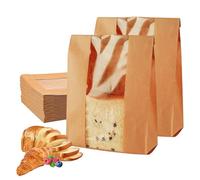 TICKLELY 50 Pezzi Sacchetti di Carta per Alimenti - Sacchetti di Carta con Finestra Trasparente - Ideali per Pane, Tost, Dolci e Confezioni - Sacchetti Alimentari di Qualità