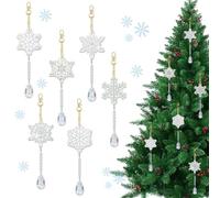 TICKLELY 6pz Portachiavi con Pittura di Diamanti Fiocco di Neve,Inverno Pittura Diamante 5D Portachiavi Fiocco di Neve Natale con Diamanti Fai-da-Te Ciondolo Appeso per l'inverno e il fai da (2 Stili)