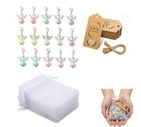 TICKLELY Bomboniere Comunione Maschio - 25 Pendenti Angeli Custodi, 25 Sacchetti Organza, 25 Etichette Kraft - Regali Comunione Unici con Angeli e Perle - Dimensioni: 38mm, per Battesimo, Matrimonio,