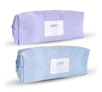 TICKLELY Confezione da 2, Set di Astucci per Penne - Astucci in Velluto a Coste, Colore Blu Chiaro e Viola Chiaro, Regalo Astuccio