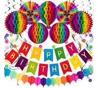 TICKLELY Decorazioni per feste di compleanno, set di decorazioni per feste di compleanno,Forniture per feste,Banner di buon compleanno, bandierine di compleanno, decorazioni di lanterne di carta