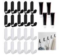 TICKLELY Ganci Autoadesivi, 20 Ganci Autoadesivi, Nessuna Foratura Richiesta Per Armadietti, Adatti Per Bagno, Cucina, Bagno, Soggiorno,Viene fornito con colla(Bianco E Nero)