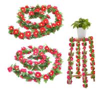 TICKLELY Ghirlanda Fiori - Set di Fiori Artificiali e Ghirlanda di Vimini, Fiori Finti Perfetti per la Decorazione - Rosa Finta e Ghirlanda di Fiori per Decorazioni