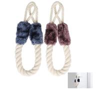 TICKLELY Set Di 2 Corde Porta Fermaporta Corda Porta Paracolpi Maniglia Porta Protezione Porta Protezione Dita Per Animali Domestici E Bambini (Marrone, Bianco)