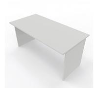 Tickoffice Scrivania lineare con piano e gambe in legno da ufficio, studio, cameretta (140x80, Bianco Opaco)