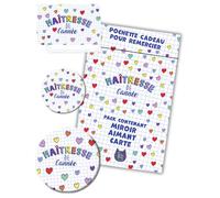 Ticky-Tacky Kit regalo padrona dell'anno pacchetto carta + specchio + magnete amante dell'anno cuori | regalo padrona