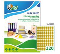 etichette adesive ovali gl4 - in carta - permanenti - 22 x 16 mm - 120 et/fg - 100 fogli - oro satinato - tico