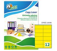 etichette adesive lp4c - in carta - laser - permanenti - 105 x 48 mm - 12 et/fg - 70 fogli - giallo opaco - tico