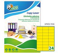 etichette adesive lp4c - in carta - permanenti - 70 x 36 mm - 24 et/fg - 70 fogli - giallo opaco - tico