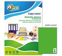 etichette adesive lp4f - in carta - permanenti - 210 x 297 mm - 1 et/fg - 70 fogli - verde fluo - tico