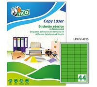 etichette adesive lp4f - in carta - angoli arrotondati - permanenti - 47,5 x 25,5 mm - 44 et/fg - 70 fogli - verde fluo