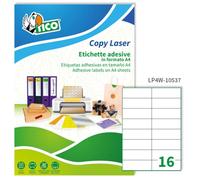etichette bianche senza margini tico copy laser premium 105x37 mm - 16 et./foglio - conf. 100 fogli lp4w-10537