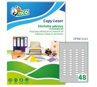 Tico Italia LP4W-2212 Etichette adesive bianche multiuso, 100 fogli A4, rettangolari 22x12,7mm, 48 etichette per foglio, adesivo permanente, stampanti laser e inkjet