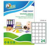 etichette adesive lp4w - in carta - con margini - permanenti - diametro 40 mm - 24 et/fg - 100 fogli - bianco - tico