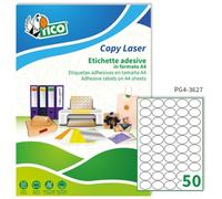 Tico Italia PG4-3627 Etichette adesive carta bianca lucida, 100 fogli A4, ovali 36x27mm, 50 etichette per foglio, adesivo permanente, stampanti laser