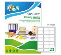 Tico Italia PG4-6136 Etichette Lucide Rettangolari, 100 FF, 61 x 36, Bianco