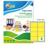 TICO - LP4FG-9967 - Etichette adesive LP4F - in carta - angoli arrotondati - permanenti - 99,1 x 67,7 mm - 8 et-fg - 70 fogli - giallo fluo - Tico - 68631 - Conf. da 1 Pz.