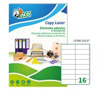 TICO - LP4W-10537 - Etichette adesive LP4W - in carta - permanenti - 105 x 37 mm - 16 et-fg - 100 fogli - bianco - Tico - 83230 - Conf. da 1 Pz. - LP4W-10537