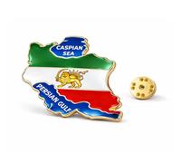 Ticome 1 spilla da bavero con mappa leone e sole, design storico Pahlavi, spilla classica in acciaio inossidabile smaltato color oro con chiusura a farfalla sul retro, accessorio decorativo per uso