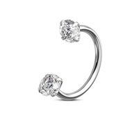 Ticome Anello da naso a ferro di cavallo in argento per le donne Mezzo Orecchino a cerchio Helix Doppia gemma anello setto Piercing gioielli senza filo in acciaio inossidabile cartilagine conchiglia