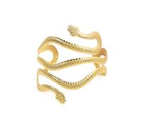 Ticome Braccialetto a serpente dorato, in metallo, creativo, regolabile, per la parte superiore del braccio, stile vintage, per Halloween, cosplay, feste (oro)