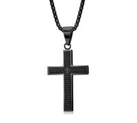 Ticome Collana con ciondolo a forma di croce in acciaio inossidabile, non si ossida, per uomo e donna, con incisione, preghiera del Signore, ispiratrice per fede cristiana, regalo per Natale, Pasqua