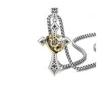 Ticome Collana con croce a forma di corona, per donne e uomini, ciondolo vintage a forma di crocifisso di spine, catena con croce di Gesù Cristo con diadema, gioiello religioso cristiano